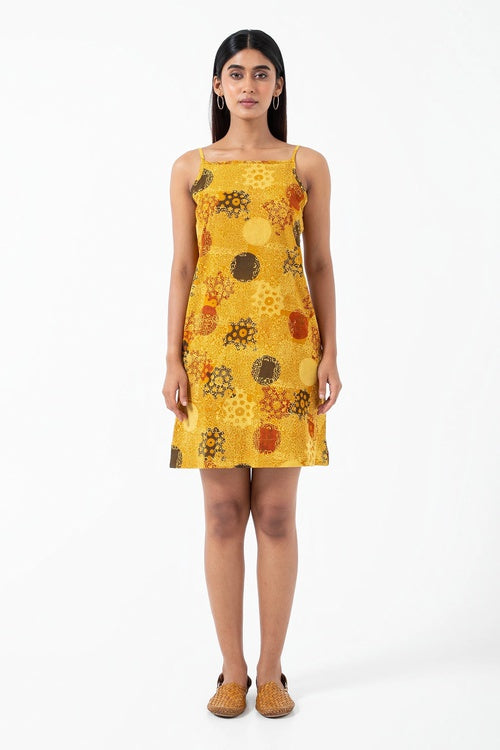 Inkriti "Summer" Block Printed Organic Cotton Dress - Sunshine