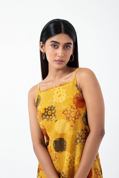 Inkriti "Summer" Block Printed Organic Cotton Dress - Sunshine
