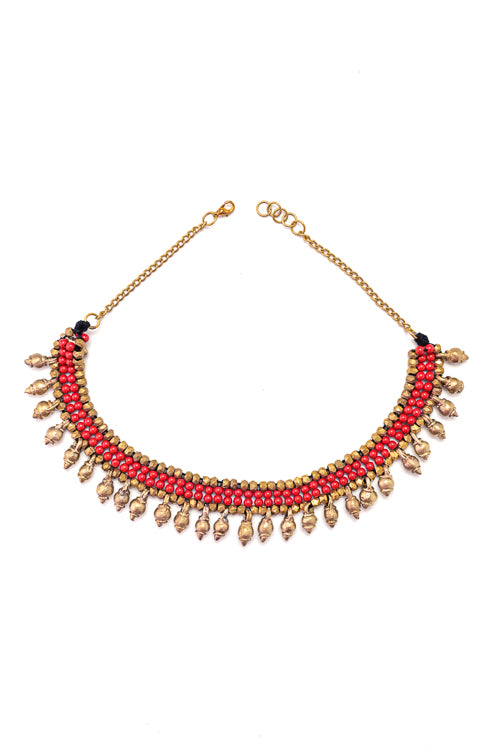 Miharu Divyanshi Coral Beaded Antique Choker