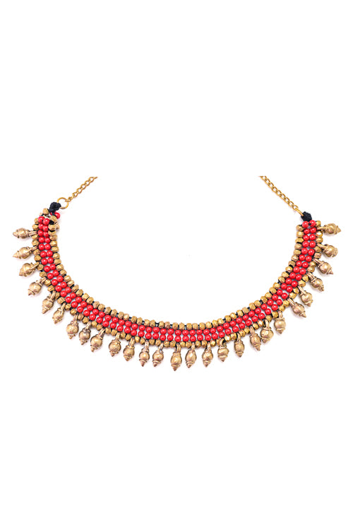 Miharu Divyanshi Coral Beaded Antique Choker