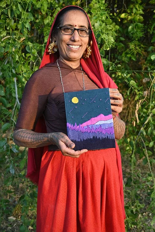 Okhai 'Mini Landscape' Hand Embroidered Diary