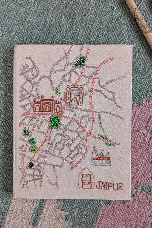 Okhai "Jaipur" Hand embroidery and Beadwork Off-White Diary