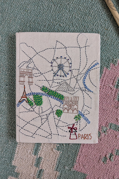 Okhai "Paris" Hand embroidery and Beadwork Off-White Diary