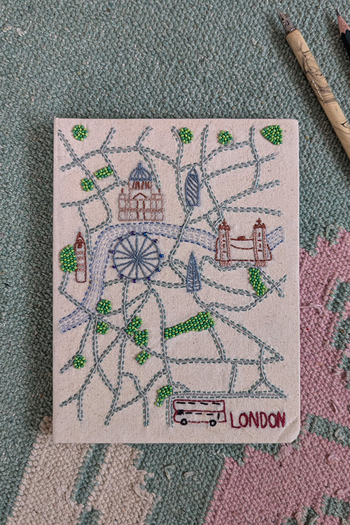 Okhai "London" Hand embroidery and Beadwork Off-White Diary