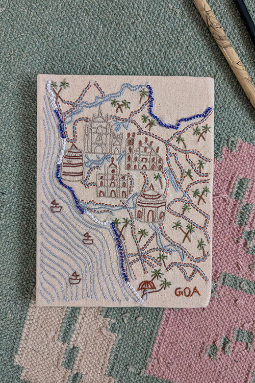 Okhai "Goa" Hand embroidery and Beadwork Off-White Diary