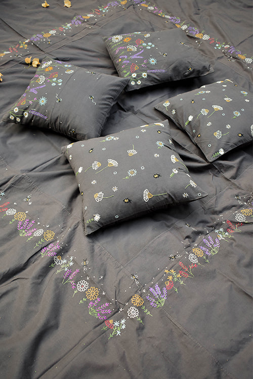 Okhai 'Flower Garden' Hand Embroidered Pure Cotton Bedcover