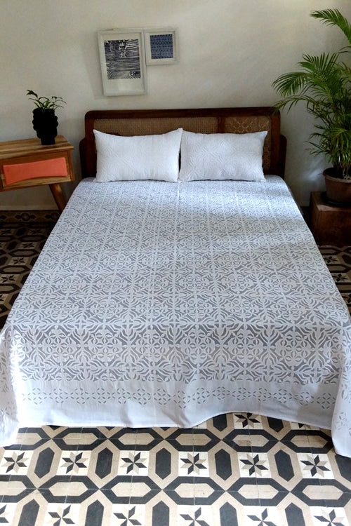 Okhai 'Tessellate' Pure Cotton Applique Work Bed Cover Set