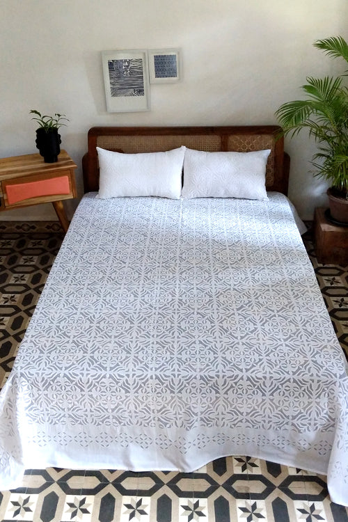 Okhai 'Tessellate' Pure Cotton Applique Work Bed Cover Set