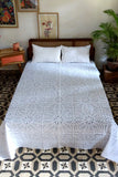 Okhai 'Celeste' Pure Cotton Applique Work Bed Cover Set