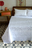 Okhai 'Celeste' Pure Cotton Applique Work Bed Cover Set