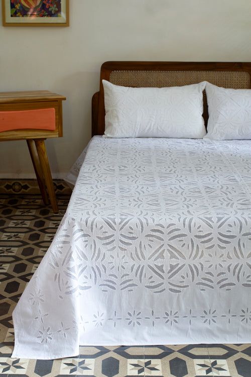 Okhai 'Mosaic' Pure Cotton Applique Work Bed Cover Set
