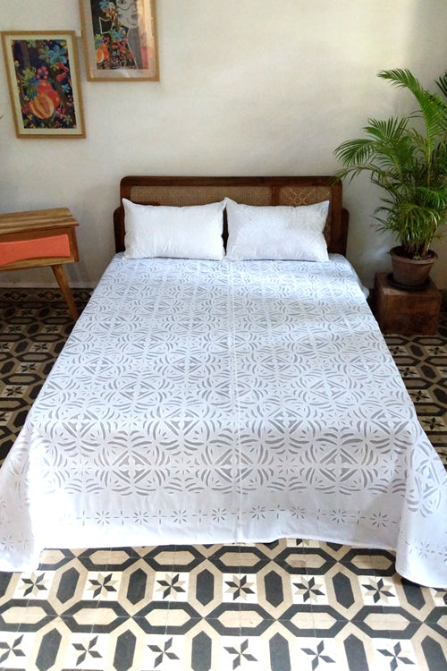 Okhai 'Mosaic' Pure Cotton Applique Work Bed Cover without Pillow