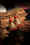 Miharu Red Gold  Dokra Jhumki Earrings
