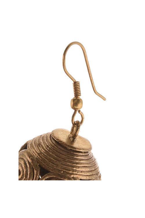 Miharu Gold Tone Dokra Jhumki Earrings With Pearls