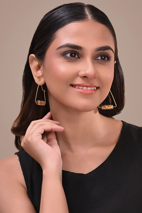 Miharu Inaya Dokra Triangle Hoops