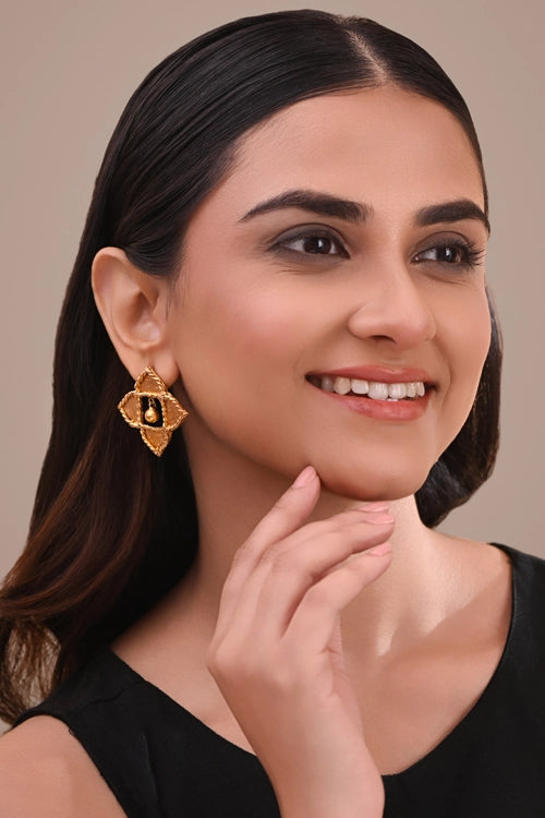 Miharu Dhokra Rhombus Charm Earring