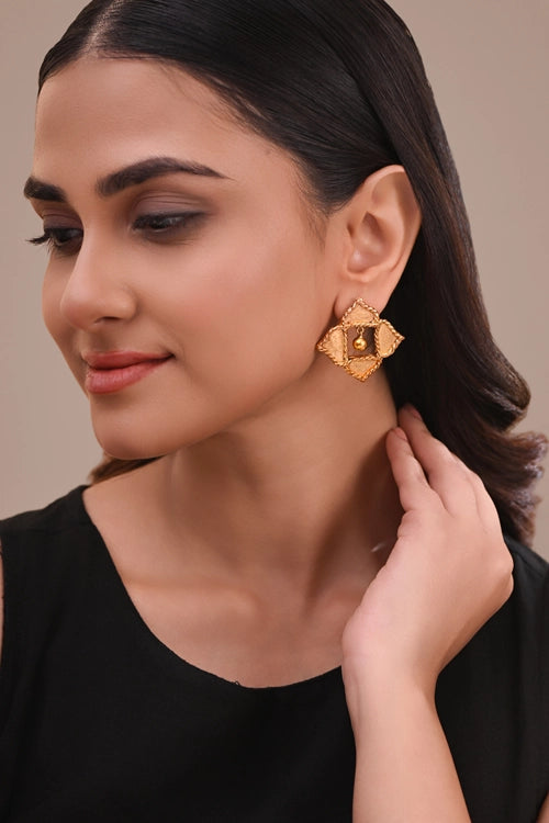 Miharu Dhokra Rhombus Charm Earring