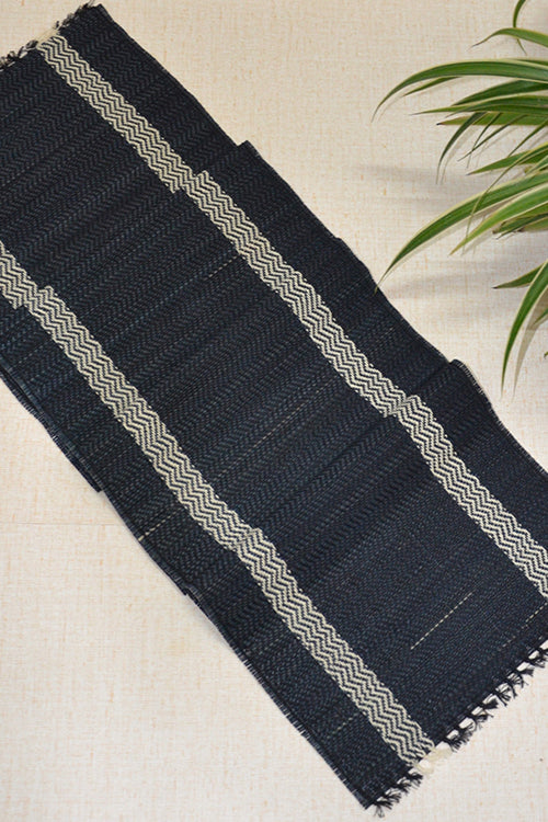 Dharini Madurkathi & Sabai Tassels Dining Set Charcoal (Set Of 9)