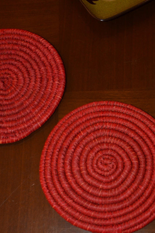 Dharini Madurkathi & Sabai Tassels Dining Set Maroon