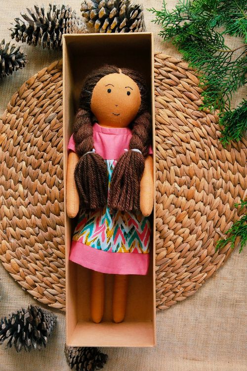 The Good Doll,  Single Doll, Nilah High Waist Dress - Box, Cotton Fabric Toy