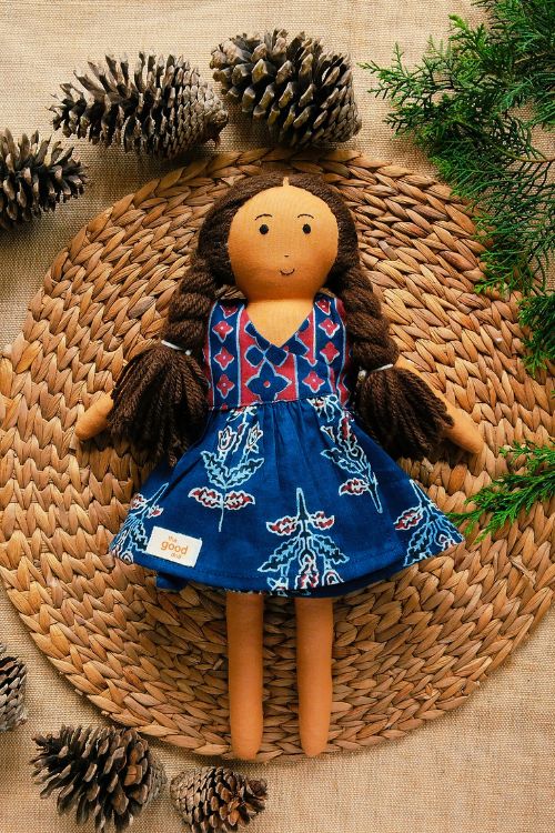 The Good Doll,  Single Doll, Nilah Short Wrap Dress - Box, Cotton Fabric Toy