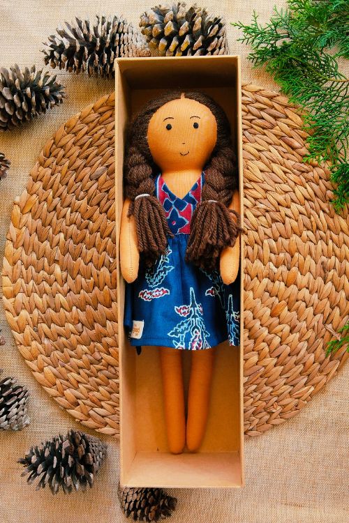 The Good Doll,  Single Doll, Nilah Short Wrap Dress - Box, Cotton Fabric Toy