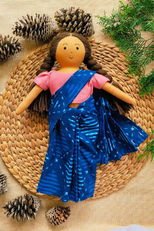 The Good Doll,  Single Doll, Nilah Saree, Cotton Fabric Toy