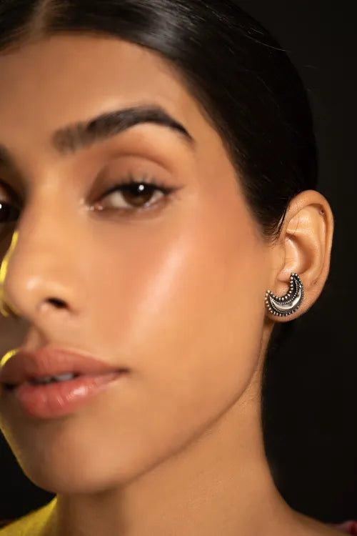TICH Pure Silver Traditional Maharashtrian Earrings - Ardhachand