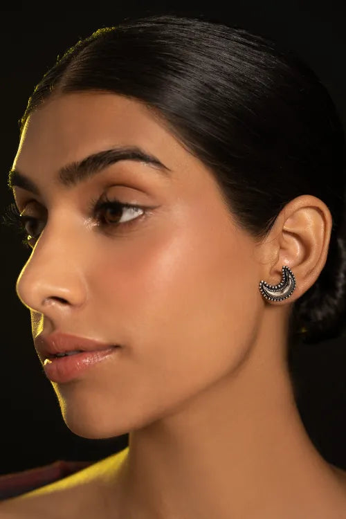 TICH Pure Silver Traditional Maharashtrian Earrings - Ardhachand
