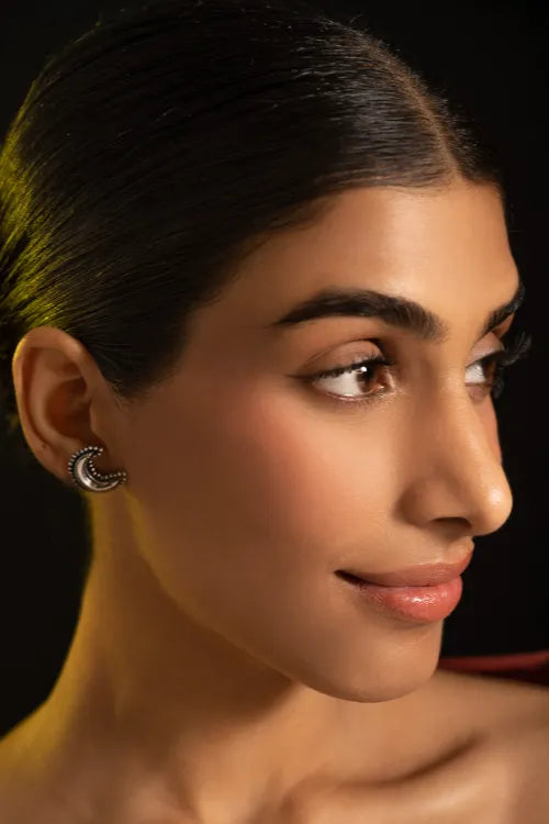 TICH Pure Silver Traditional Maharashtrian Earrings - Ardhachand