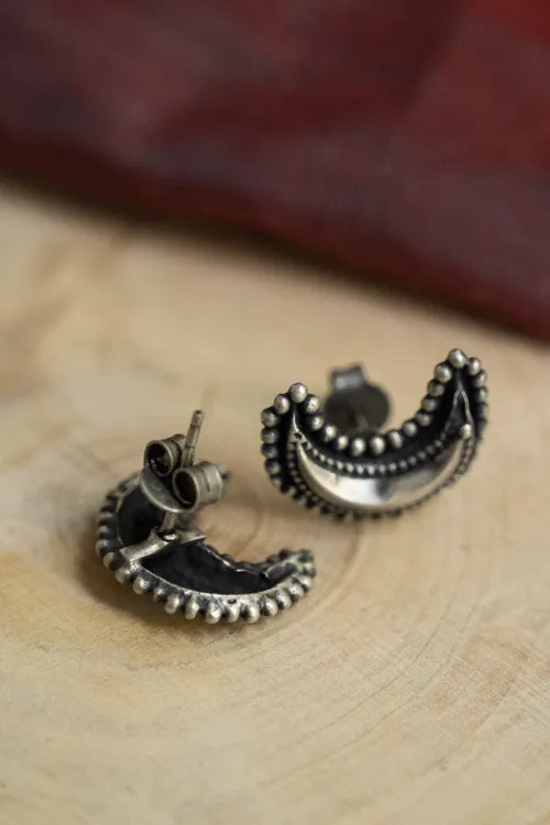 TICH Pure Silver Traditional Maharashtrian Earrings - Ardhachand