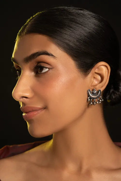 TICH Pure Silver Traditional Maharashtrian Earrings - Ardhachandra
