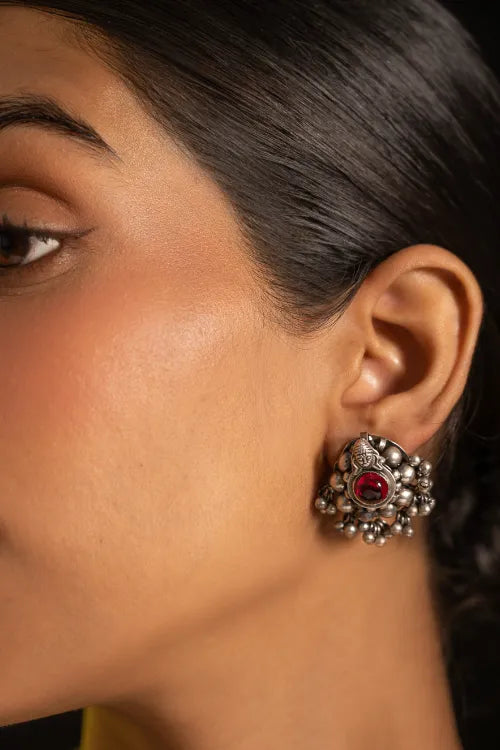 TICH Pure Silver Traditional Maharashtrian Earrings - Pushpak