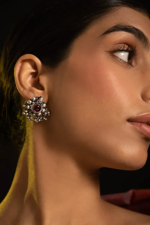 TICH Pure Silver Traditional Maharashtrian Earrings - Pushpak