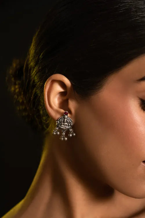 TICH Pure Silver Traditional Maharashtrian Earrings - Kamalasini Studs