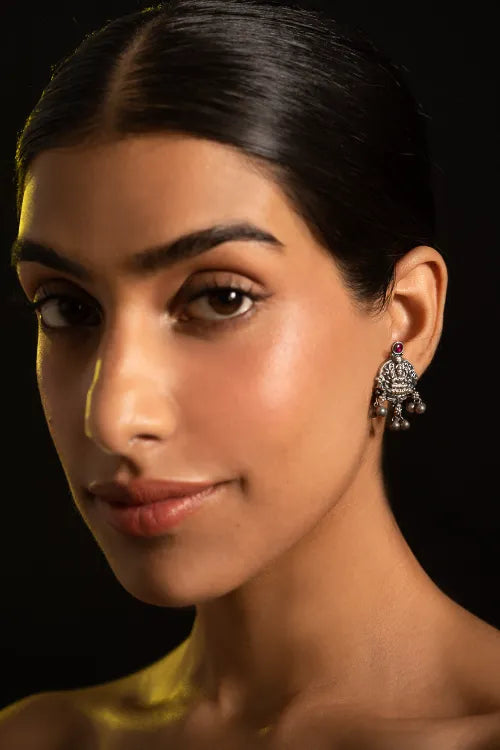 TICH Pure Silver Traditional Maharashtrian Earrings - Kamalasini Studs