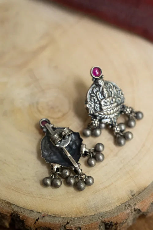TICH Pure Silver Traditional Maharashtrian Earrings - Kamalasini Studs