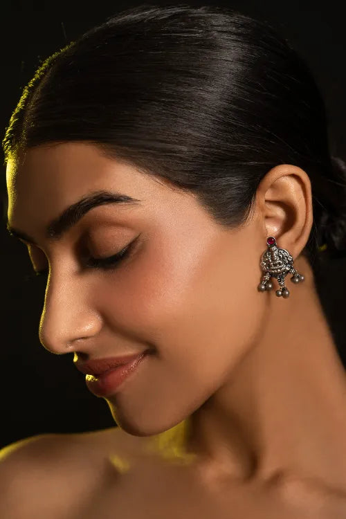 TICH Pure Silver Traditional Maharashtrian Earrings - Kamalasini Studs