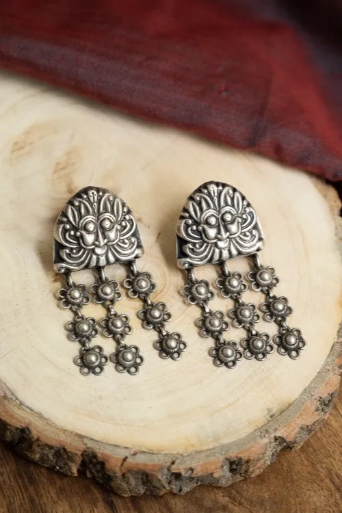 TICH Pure Silver Traditional Maharashtrian Earrings - Bakuli