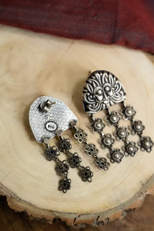 TICH Pure Silver Traditional Maharashtrian Earrings - Bakuli