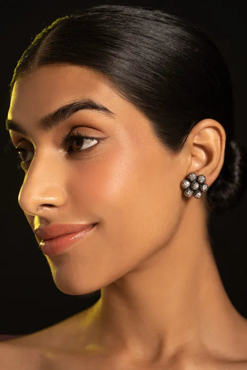 TICH Pure Silver Traditional Maharashtrian Earrings - Ashtapaillumani Kusum