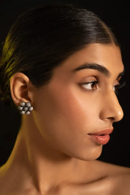 TICH Pure Silver Traditional Maharashtrian Earrings - Ashtapaillumani Kusum