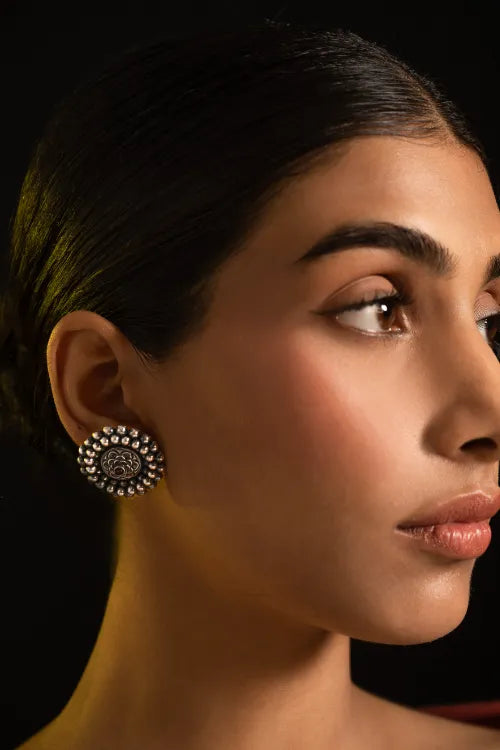 TICH Pure Silver Traditional Maharashtrian Earrings - Kusum Mandala