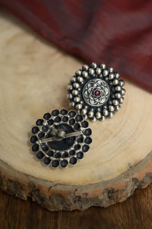 TICH Pure Silver Traditional Maharashtrian Earrings - Kusum Mandala