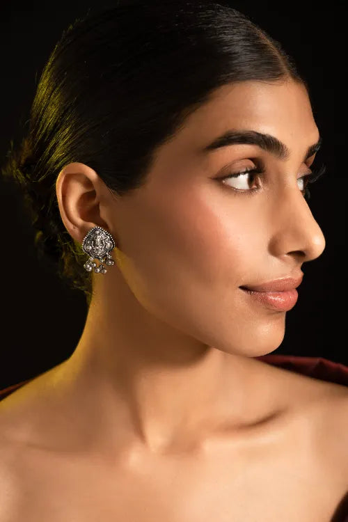 TICH Pure Silver Traditional Maharashtrian Earrings - Devyani Studs