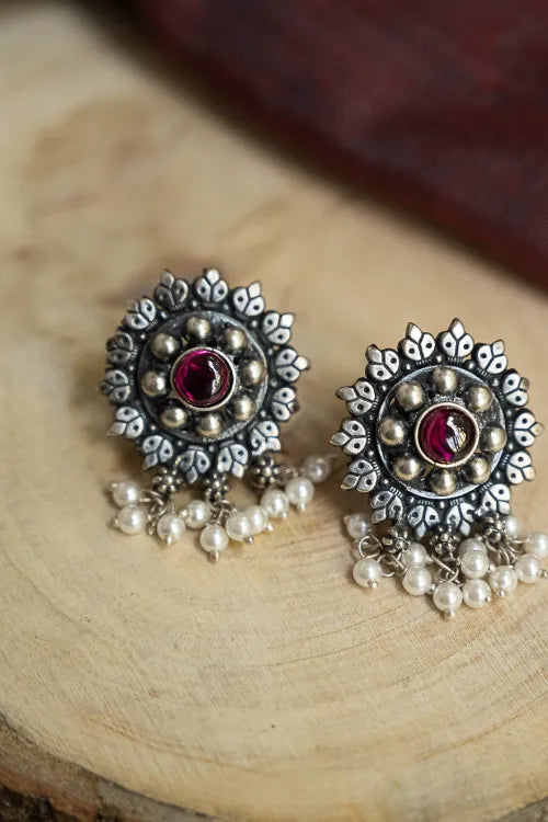 TICH Pure Silver Traditional Maharashtrian Earrings - Kusum Roop