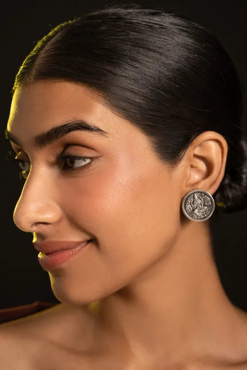TICH Pure Silver Traditional Maharashtrian Earrings - Mohar