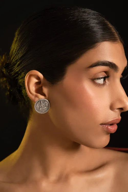 TICH Pure Silver Traditional Maharashtrian Earrings - Mohar