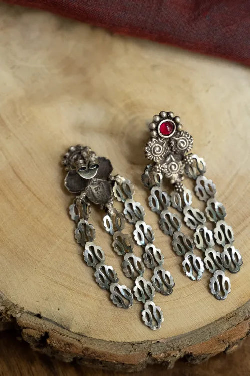 TICH Pure Silver Traditional Maharashtrian Earrings - Pohehaar