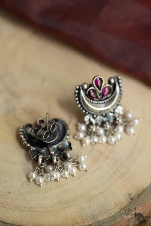 TICH Pure Silver Traditional Maharashtrian Earrings - Chandreshi